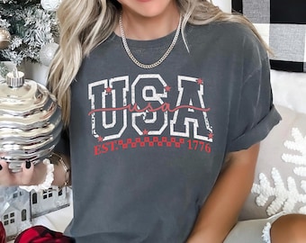 USA Est. 1776 Shirt, Comfort Colors, USA 250th Anniversary Shirt, American Flag Independence Day Shirt, Patriotic Shirt, America Tee, 175009