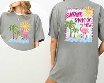 Sunshine State Of Mind Shirt, Comfort Colors, Flamingo Shirt, Beach Shirt, Summer Shirt, Tropical Animal Shirt, Summer Vacation Shirt,173316