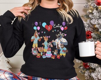 Personalized Name Age Zootopia 2 Birthday Sweatshirt, Disney Judy Hopps Nick Wilde Birthday Hoodie, Disneyland Family Crewneck, 174509