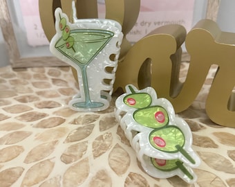 Dirty Martini Hair Claw Clip | Funny Cocktail Lover Gift  display picture 2