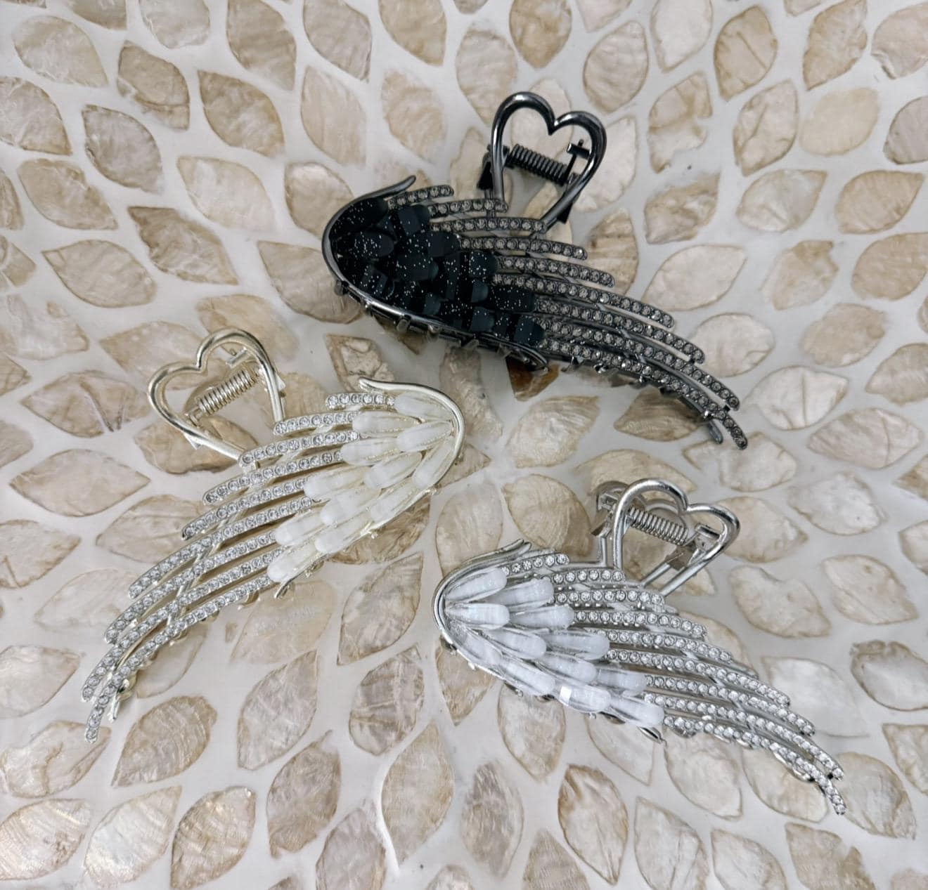 Silver Pearl Rhinestone Angel Wing Hair Clip Claw Hair Accessory Angel Wing Hair Clip - Etsy main image 3