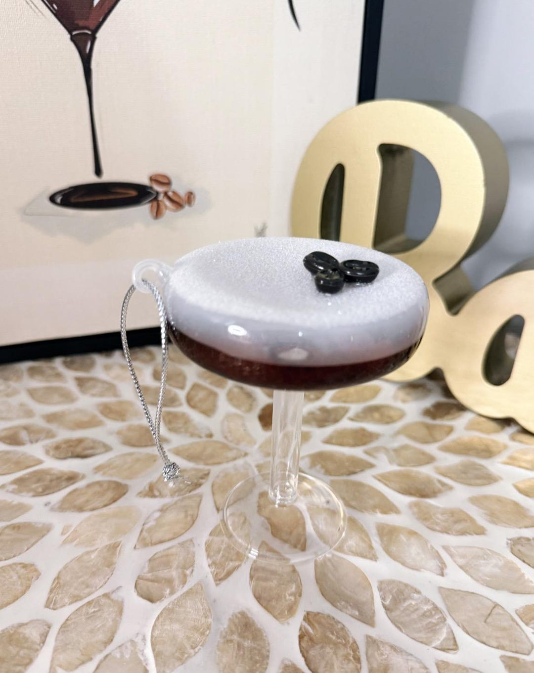 Hand Painted Espresso Martini Ornament Glass Cocktail Bar Decor Etsy