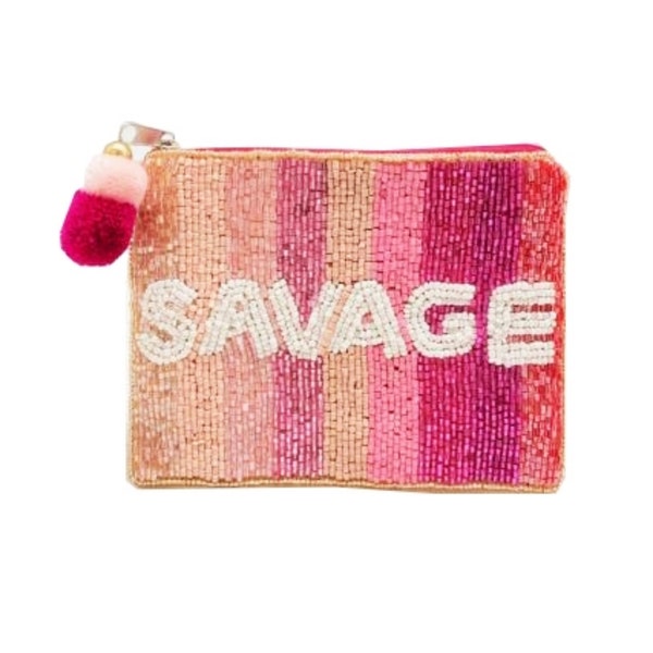 Hand-Beaded 'Savage' Coin Purse