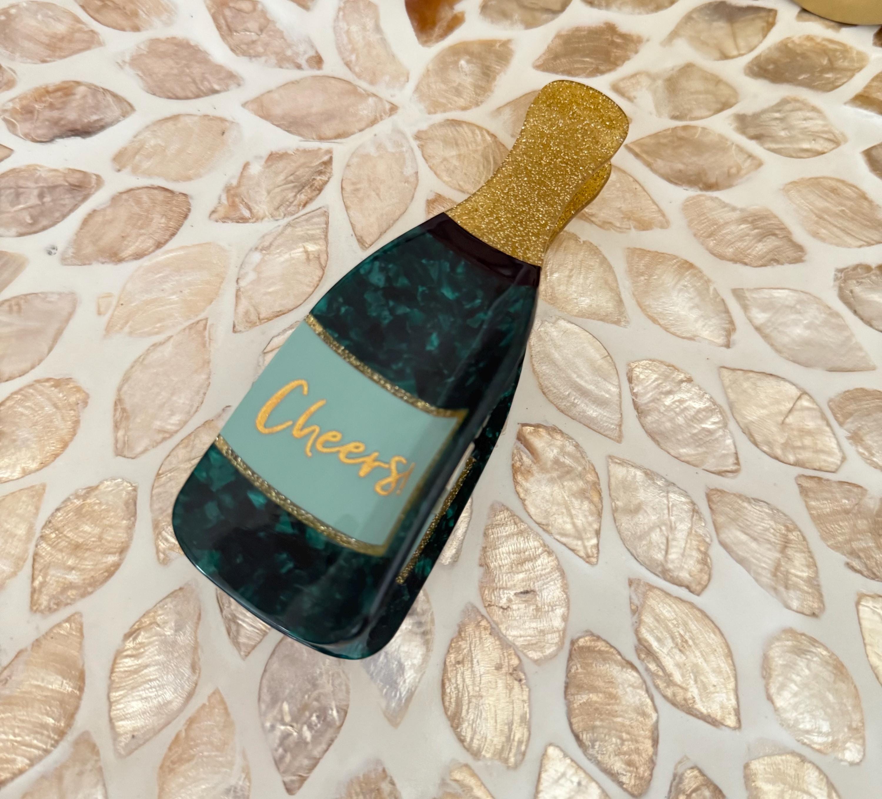 Champagne Bottle Hair Clip: Sparkly 