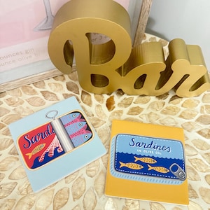 Retro Fish Tin Ceramic Coasters: Nautical Ocean Kitchen Decor, Set of 2