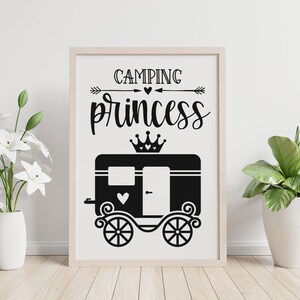 Camping Princess Printable Wall Art, Instant Download