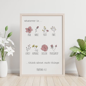 Philippians 4:8 Printable Wall Art, Instant Download