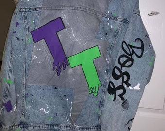 Chaqueta de mezclilla pintada a mano a medida