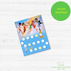 Tinker bell Reward Chart | INSTANT DOWNLOAD | Potty Chart | Customizable | Bedroom, Nursery, Playroom | Online teaching