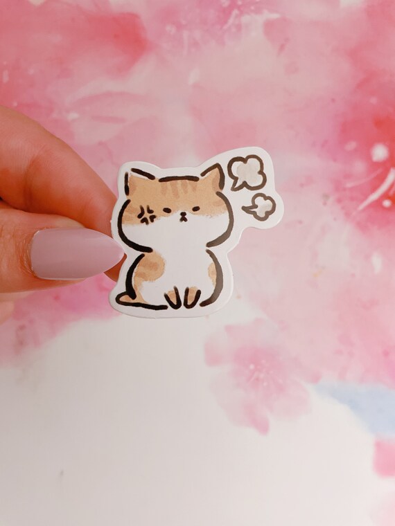 FREEBIES Die Cut Cute Angry Cat Sticker Sticker PVC / 