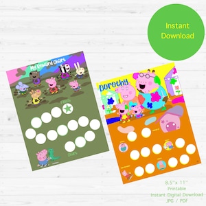 Peppa Pig Reward Charts | INSTANT DOWNLOAD | Potty Chart | Customizable | Bedroom, Nursery, Playroom | Online teaching