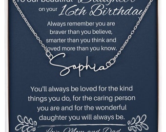 Dulces 16 años: collar con nombre personalizado para tu hija: un regalo significativo para un cumpleaños importante