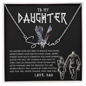 Legado vikingo: collar con nombre personalizado para hija: el regalo de fuerza y amor de un padre guerrero: regalo para hija, papá vikingo