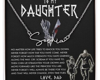 Collar vikingo personalizado con nombre: acero inoxidable, regalo para hija.