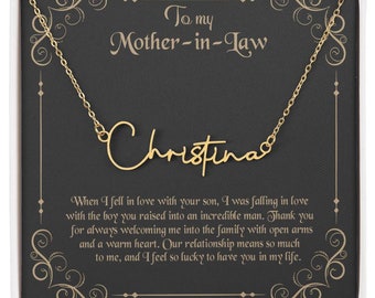 Collar personalizado con nombre y tarjeta de mensaje para suegra: un regalo elegante