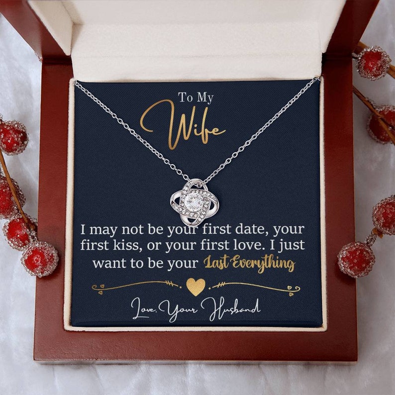 To My Wife Gift for Wife Mother's Day Gift To Wife Gift To Girlfriend Last Everything Love Knot Necklace image 3