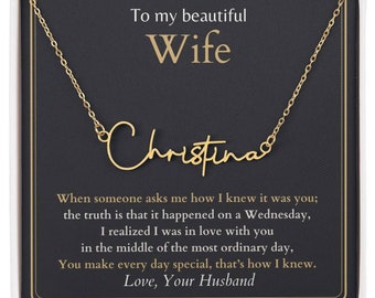 Collar con nombre personalizado para esposa: acero inoxidable o dorado