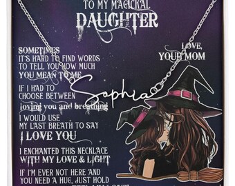 Personalized Halloween Name Necklace for Daughter - Spooktacular Gift with Message Card