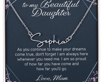 Personalized Daughter Name Necklace - Heartfelt Gift from Mum for Special Occasions - Signature Necklace