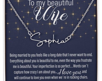 Collar con nombre personalizado para esposa / Oro de 18 quilates o acero inoxidable