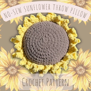 No-Sew Sunflower Throw Pillow Crochet Pattern Digital
