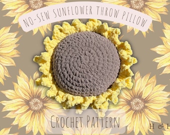 No-Sew Sunflower Throw Pillow Crochet Pattern Digital