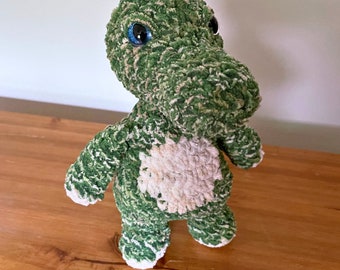 Gary the Alligator Plushie Blue Eyes Crochet Amigurumi Ready to Ship OOAK