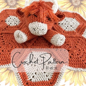 Highland Cow Crochet Pattern with Hexagon Blanket - Sweet Hailey