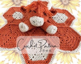 Highland Cow Crochet Pattern with Hexagon Blanket - Sweet Hailey