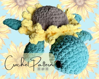 No-Sew Sunflower Sea Turtle Plushie Crochet Pattern Digital