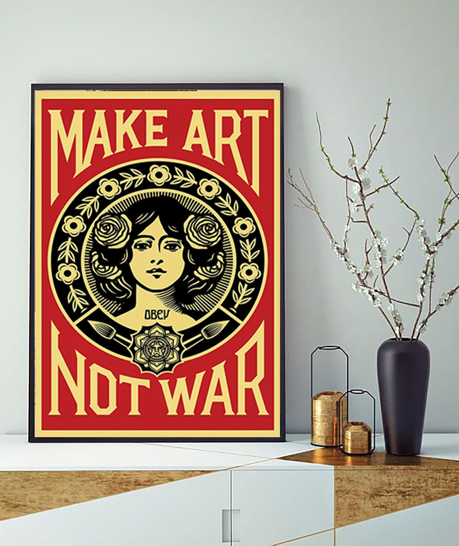Make Art Not War Poster Make Art Not War Print On Canvas Etsy