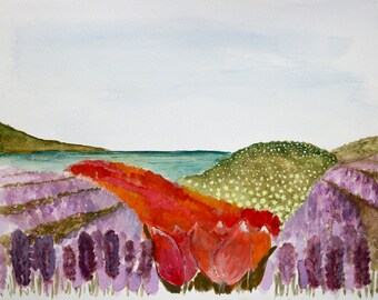 Aquarell Blumenfelder