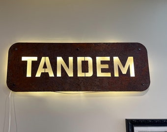 CORTEN (rusted) Steel LED illuminated Sign, Backlit, Business sign-plaque,House Number Sign,Rust Effect Address Signage, Lazer cut Steel