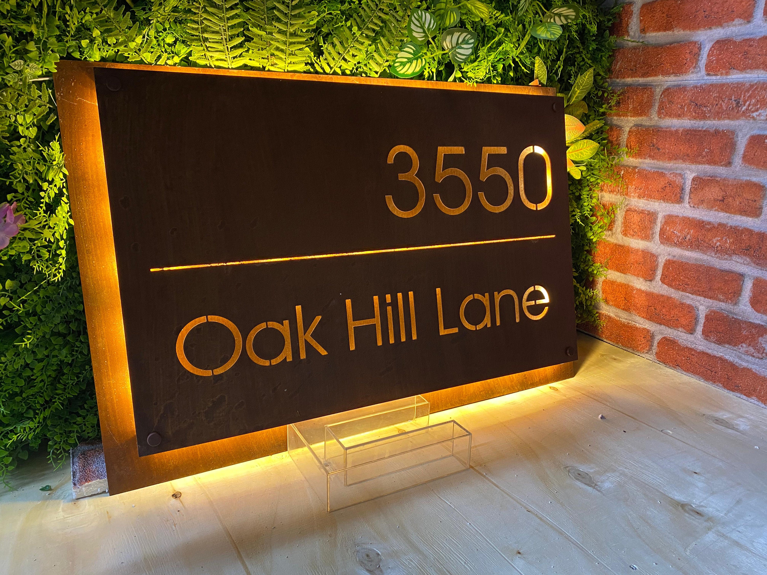 Corten Steel LED Backlit Sign: Rust Effect Address Plaque - Etsy