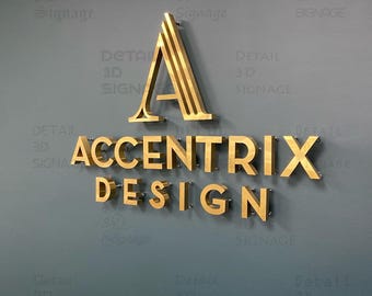 3D Metal Letters, ,Office Signage,Steel Letters, Custom Metal Laser Cut Logo,3D Metal Signage, Reception Signage,Business Sign,Wall Art Sign