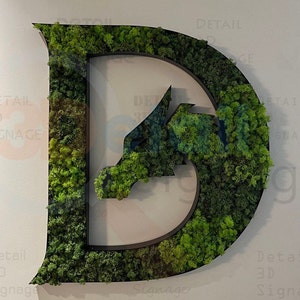 Wall moss office sign, Vertical moss art, Natural Office Wall Decor | Custom Moss Letters & Logo Sign, Logo For Business, Minimalist Design