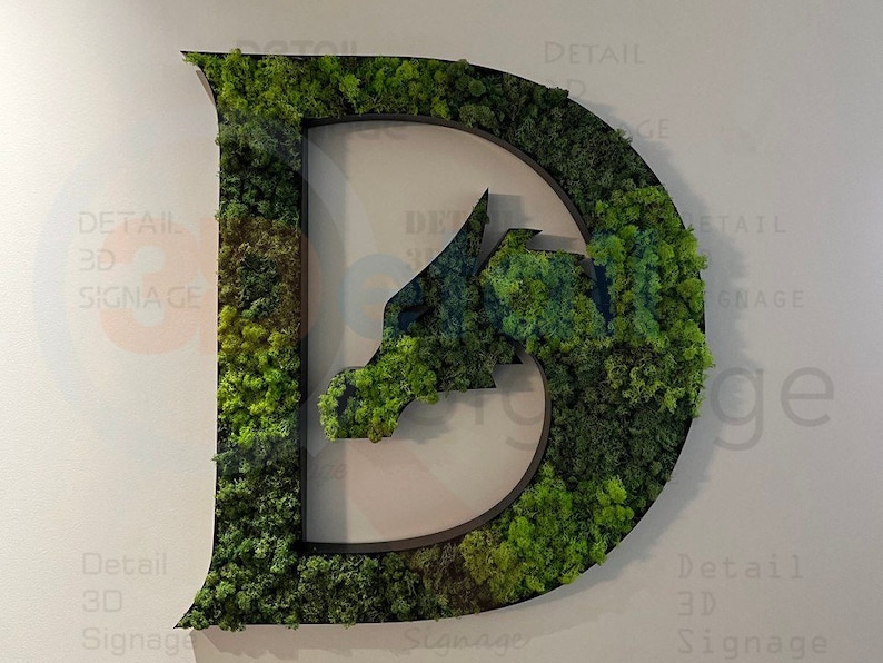 Wall moss office sign, Vertical moss art, Natural Office Wall Decor | Custom Moss Letters & Logo Sign, Logo For Business, Minimalist Design