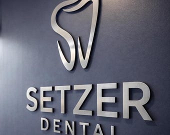 Custom Brushed Metal 3D Business Sign, Stainless Steel Reception Signage, Laser Cut Logo Decor