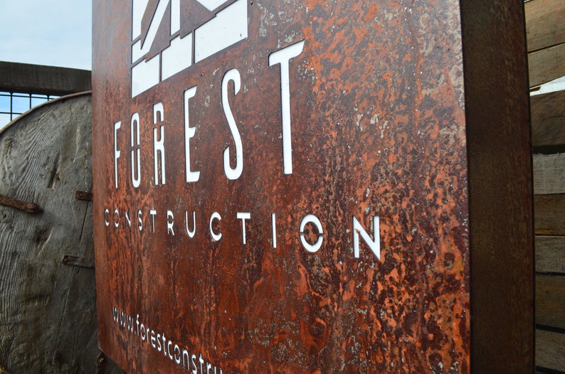 Corten Steel Light Box: Rusty Double Sided LED Business Sign - Etsy