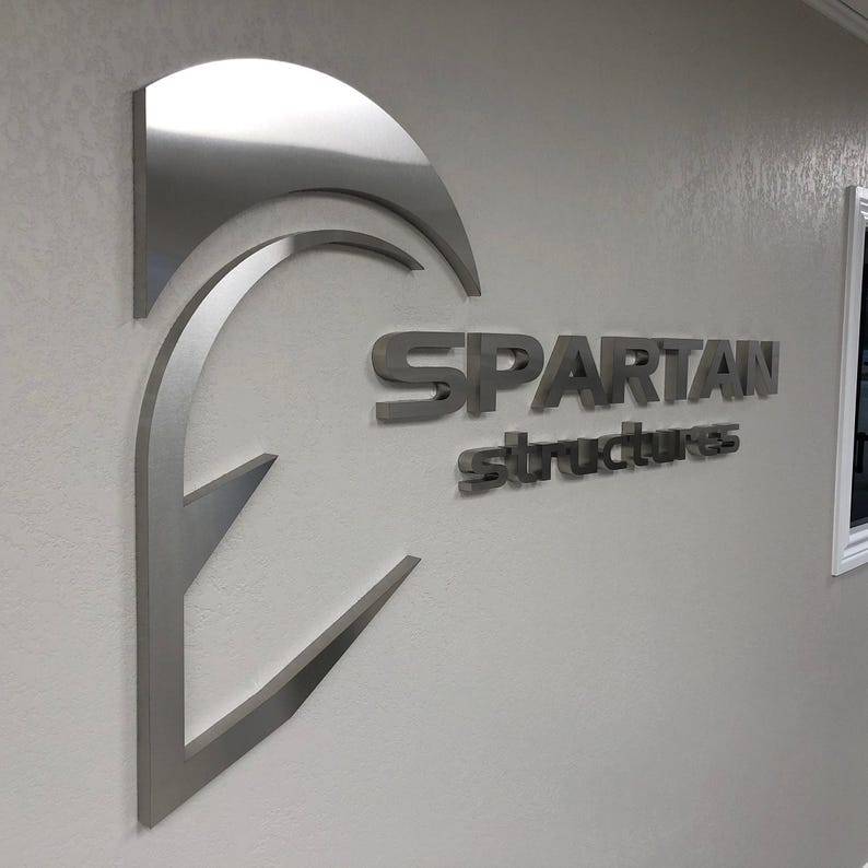 Brushed silver Stainless Metal business and office Sign