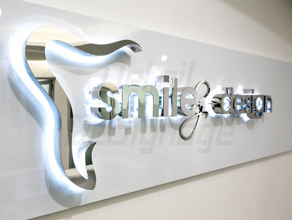 Custom Backlit 3D Metal Sign: Illuminated Office Decor