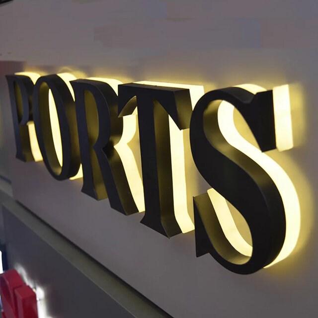 Backlit Stainless Steel Channel Letter Sign: Halo Lit, Indoor/outdoor ...