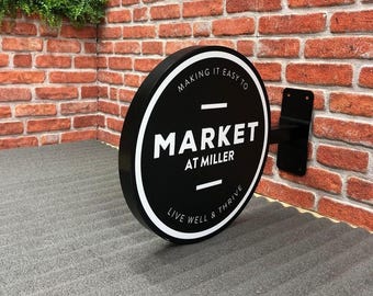 Custom Blade Sign,Double-sided sign,Modern Metal Store Signs, Advertising Light Box for Shop, Business LOGO metal blade sign