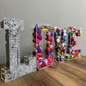 Letras acrílicas rellenables, letras acrílicas transparentes sin rellenar, letras y números acrílicos 3D, caja acrílica, decoración comercial