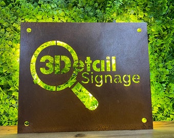 CORTEN (rusted) Steel LED illuminated Sign, Backlit, Business sign-plaque,House Number Sign,Rust Effect Address Signage, Lazer cut Steel