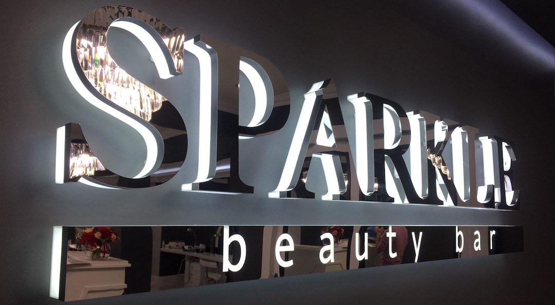 Backlit Stainless Steel Channel Letter Sign: Halo Lit, Indoor/outdoor ...