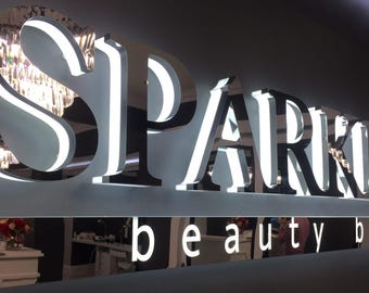 Reverse acrylic metal channel letter, Backlit metal letter, Halo Lit Sign, Illuminated logo sign, Illuminated letter, indoor or outdoor sign