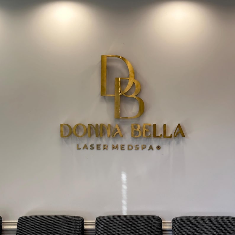 Brushed gold beauty salon and med spa signage
