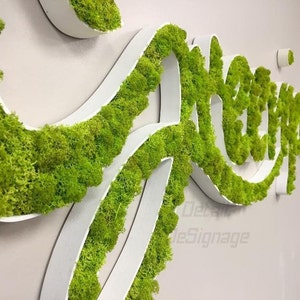 Wall moss office sign, Vertical moss art, Natural Office Wall Decor | Custom Moss Letters & Logo Sign, Logo For Business, Minimalist Design