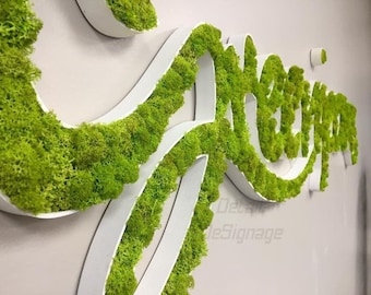 Custom Moss Logo Sign,Reindeer Moss Wall Decor, Wall moss office sign, Custom Moss Letters And Logo Sign, Moss Signage Logo For Business
